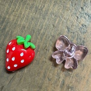 FREE GIFT WITH PURCHASE Strawberry & Bow resin charms for crafts